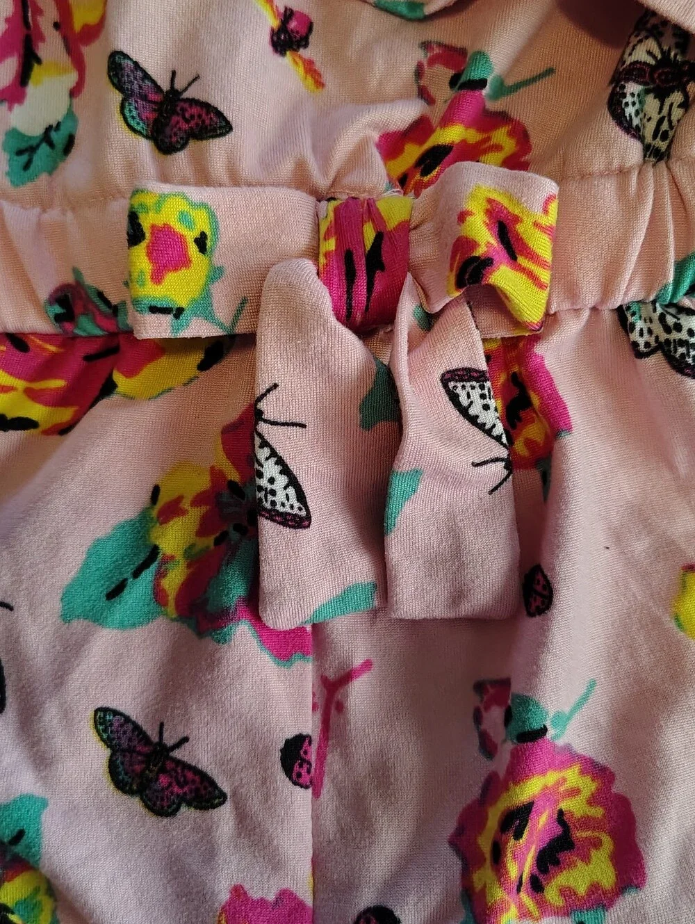 Betsy Johnson Pink Butterfly Floral One Shoulder Romper Size 24 Months Infant